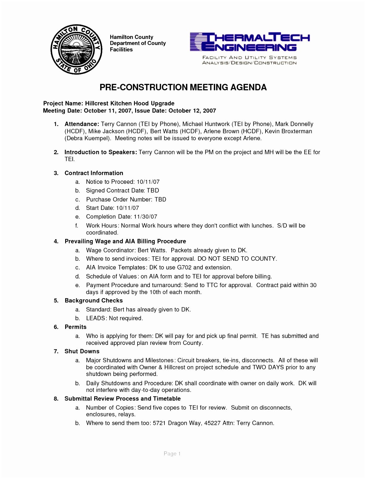 5 Pre Construction Meeting Agenda Template Eiyye