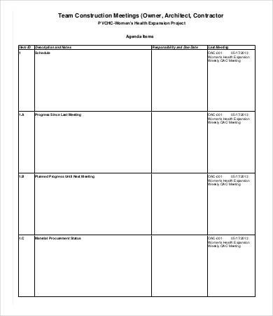 Construction Meeting Agenda Template 6 Free Word PDF