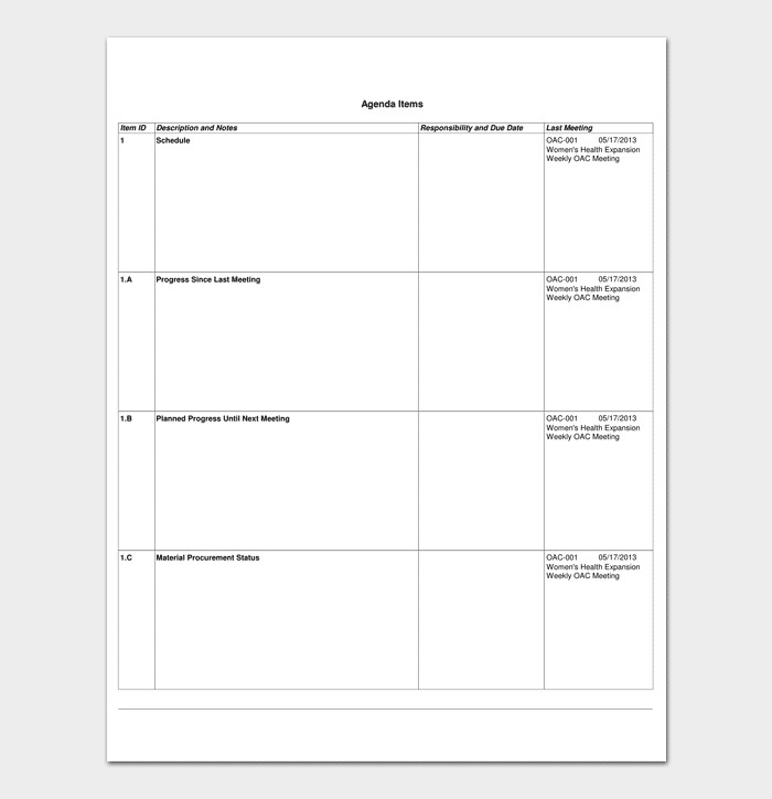 Construction Meeting Agenda Template For Word PDF Format