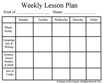 Weekly Preschool Lesson Plan Template by Mommy and Me