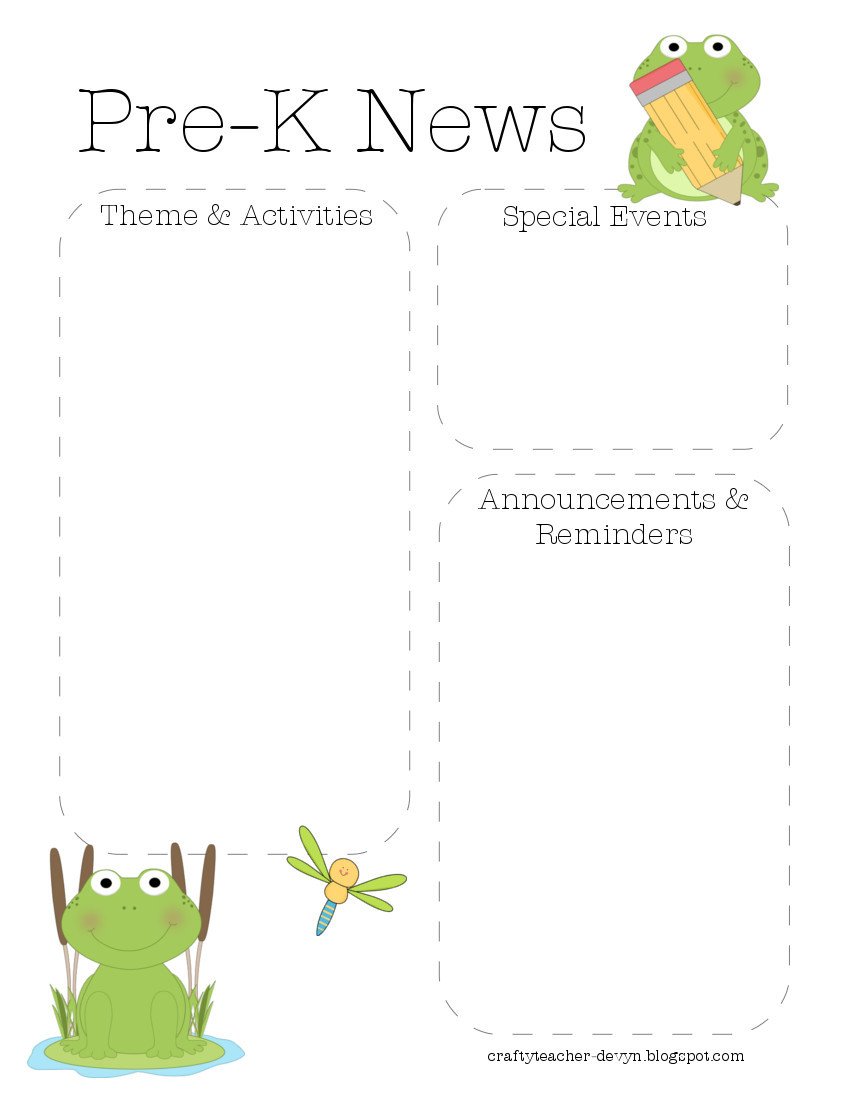 Frog Pre K Newsletter Template