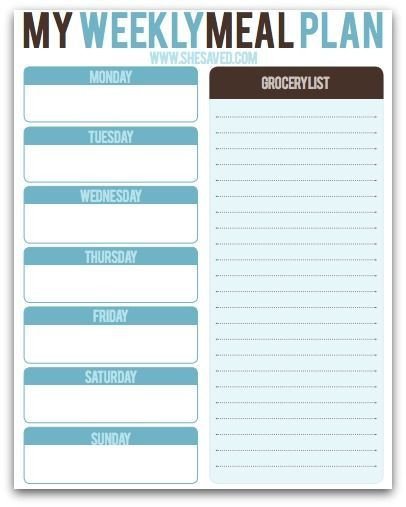 FREE Weekly Meal Planning Printable