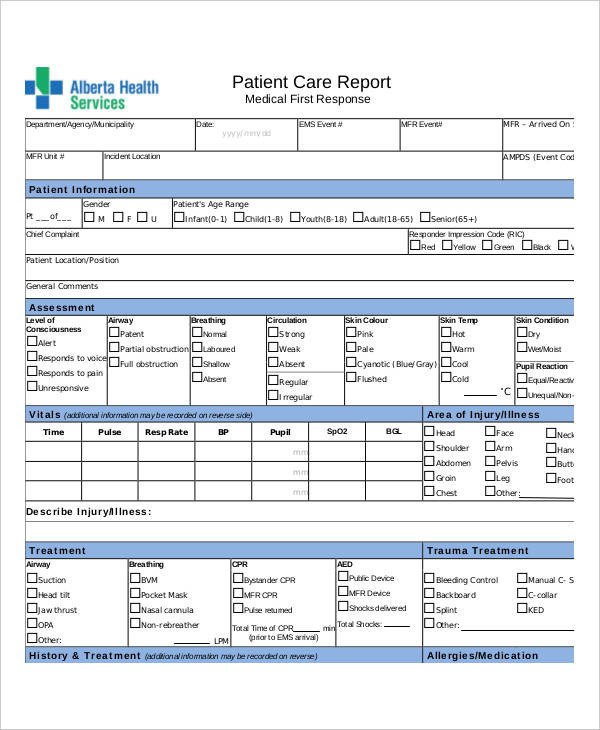 Patient Care Reports Examples – FREE DOWNLOAD – December