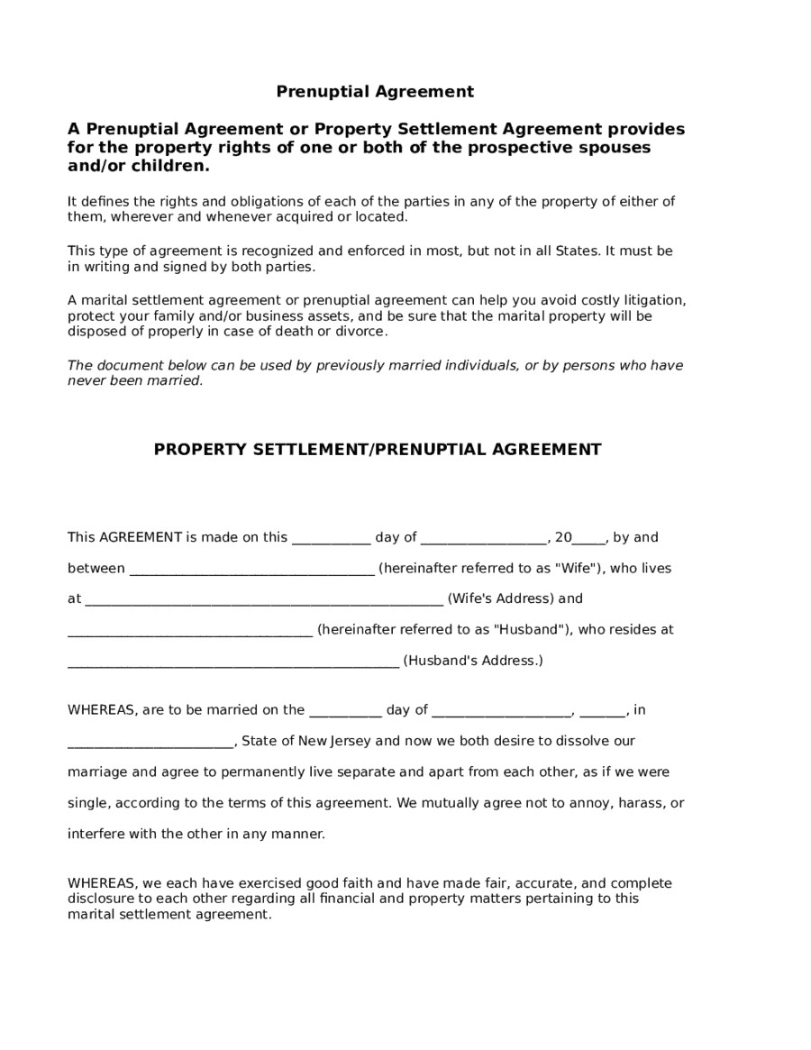 5 Prenuptial Agreement Form Templates Word Excel Templates