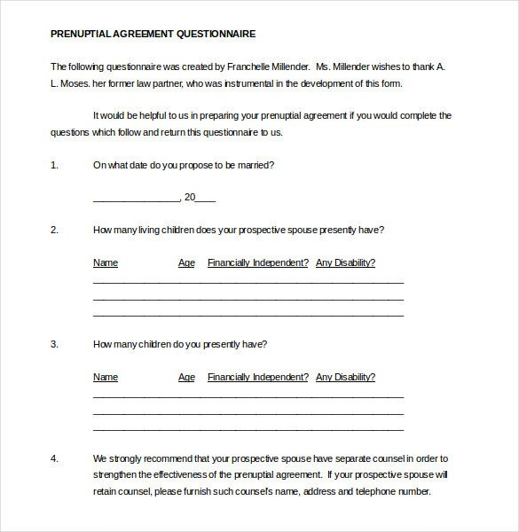 Prenuptial Agreement Template – 10 Free Word PDF