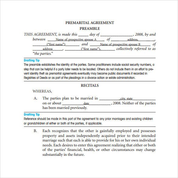 Prenuptial Agreement Template 8 Word PDF Formtas