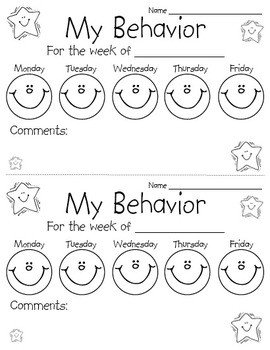 Behavior Chart Sheet by Perfectly Primary Printables