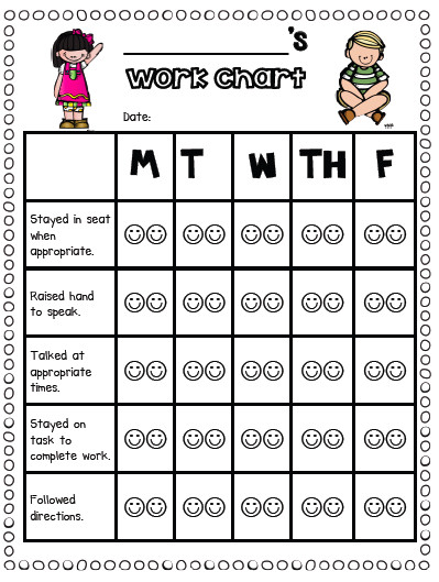 Sarah s First Grade Snippets Individual Behavior Chart