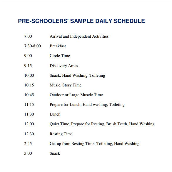Sample Printable Daily Schedule Template 17 Free