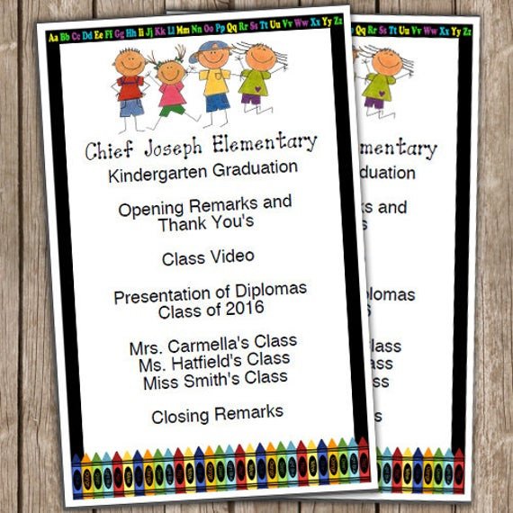 Kindergarten Graduation Half Sheet Blank EDITABLE Program