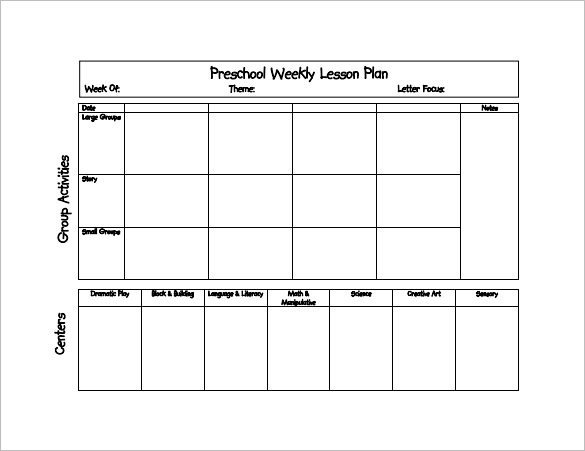Preschool Lesson Plan Template 11 Free PDF Word Format