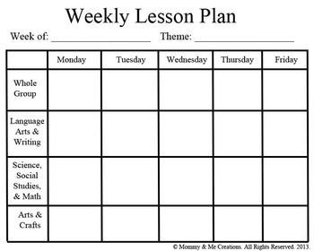 Weekly Preschool Lesson Plan Template pre k