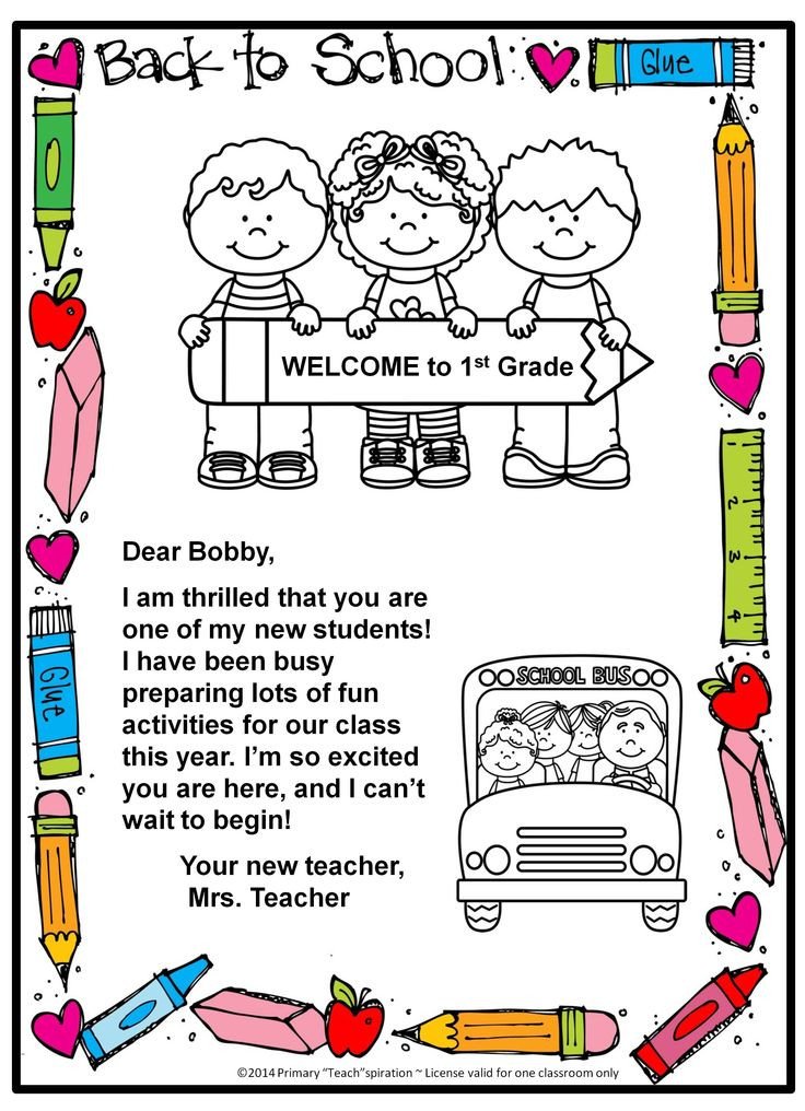 Back to School Wel e Letter and Postcard Editable