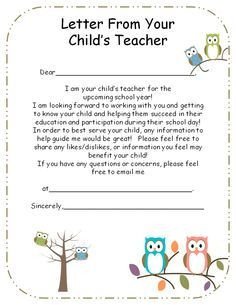 introduction letter to parents from preschool teacher