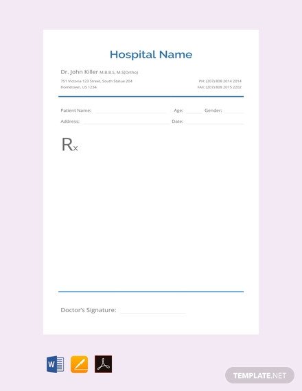 FREE Blank Prescription Template PDF Word