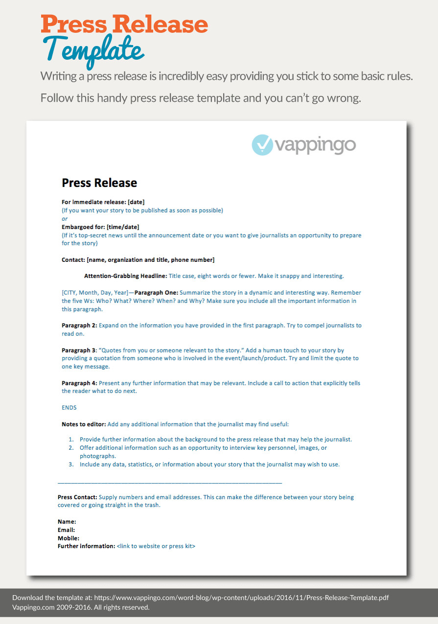 Free Press Release Template Impress Journalists in Seconds