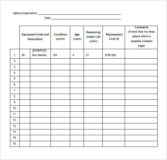 Preventive Maintenance Schedule Template Excel