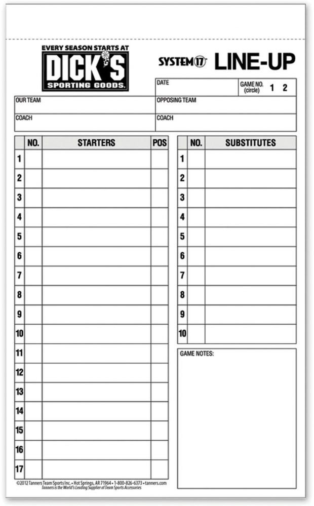 baseball lineup template printable baseball lineup card
