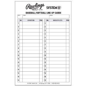 line up card baseball Baseball Lineup Cards