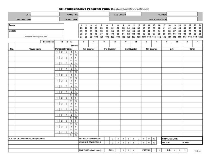 78 Best images about Youth BasketBall Score Sheets on