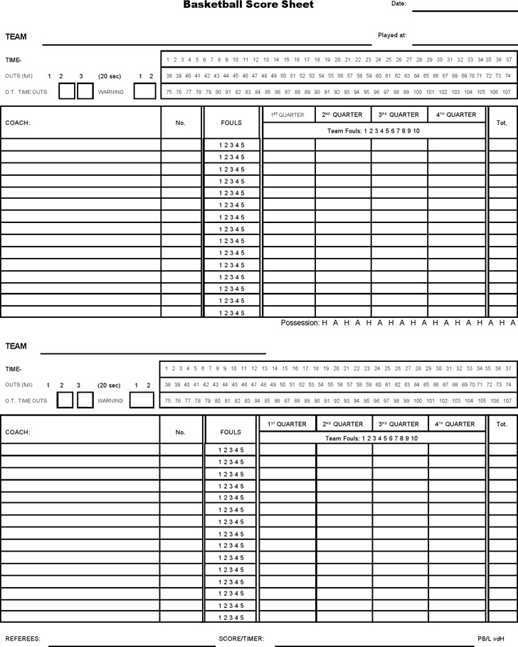 5 Basketball Score Sheet Templates Word Excel Templates
