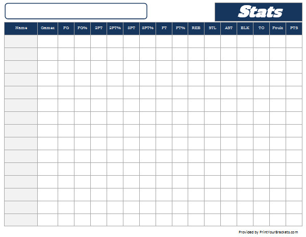 Basketball Stats Sheet Tracker Printable and Editable