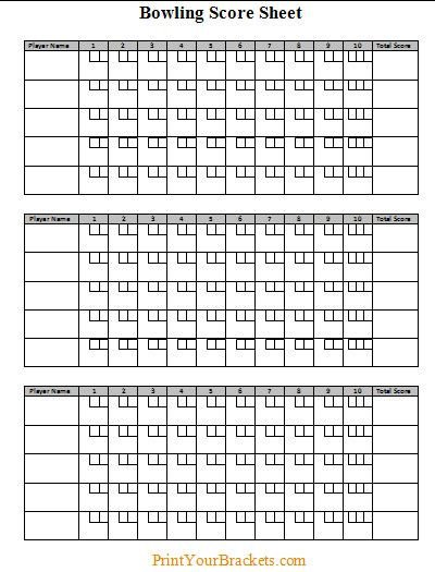 Bowling Score Sheet …