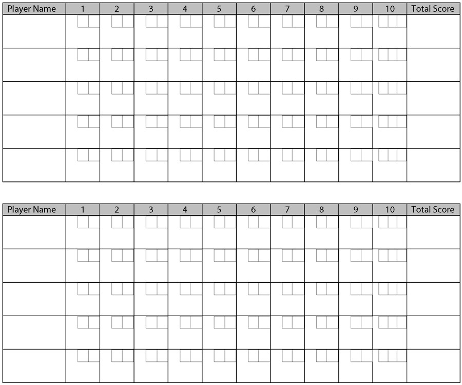 Printable Bowling Score Sheets