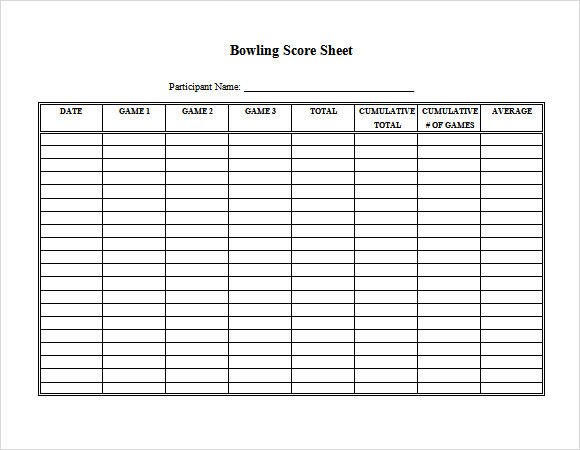Sample Bowling Score Sheet 10 Documents in PDF PSD
