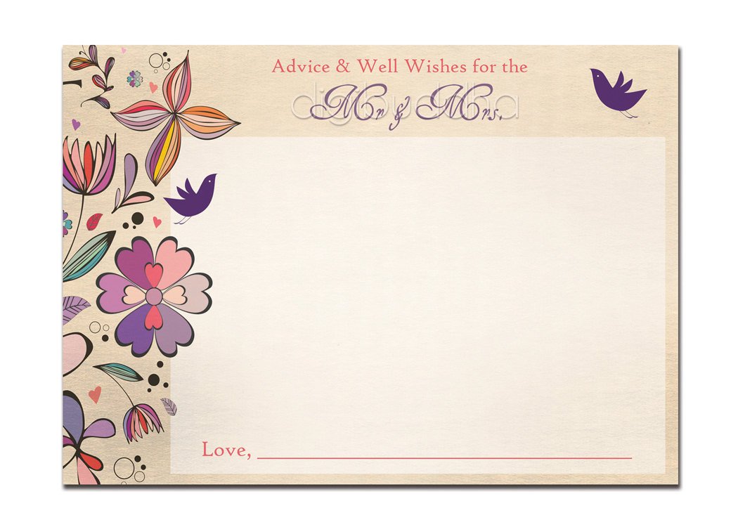 Advice Card Bridal Shower Well Wishes Card 5x7 4x6 3 5x5 DIY