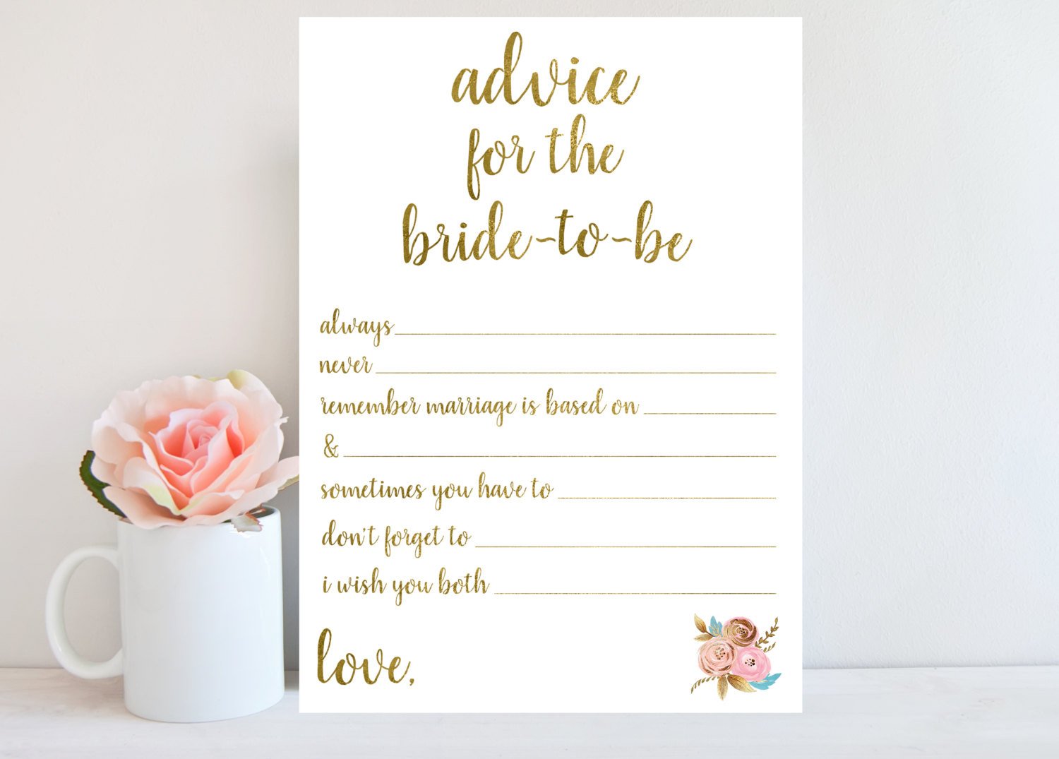 Advice for Bride to Be Bridal Shower Advice Cards Printable