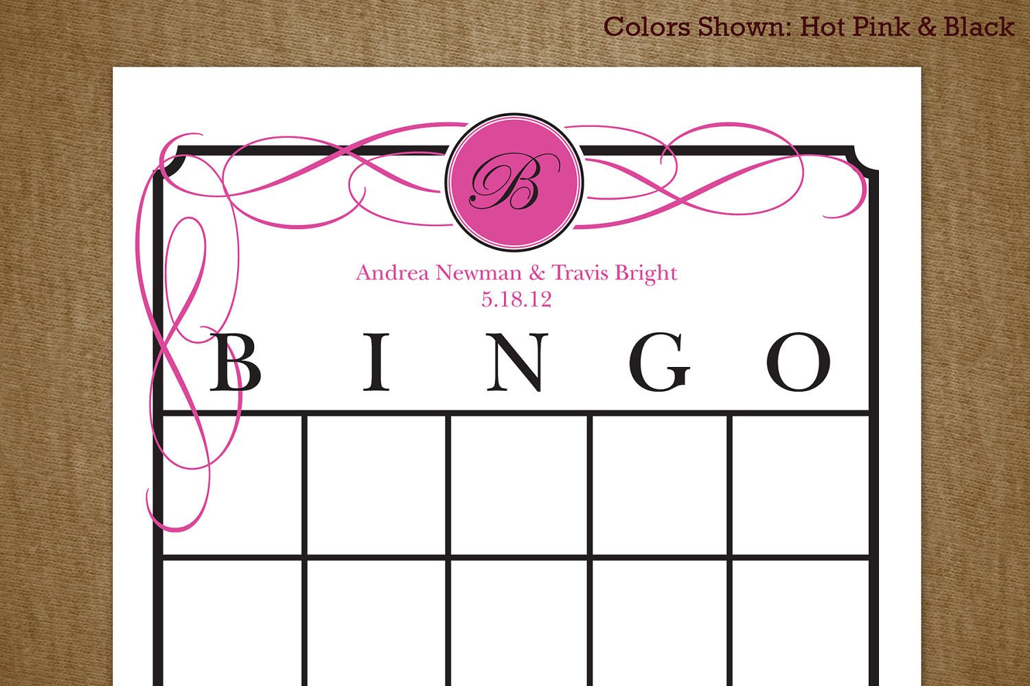 Bridal Shower Printable Bingo Game Card by jackaroodesigningco