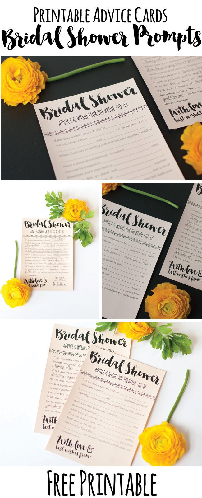 Fun Printable Bridal Shower Advice Cards FREE Download