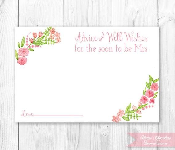 Items similar to Vintage Floral Bridal Advice Card Floral