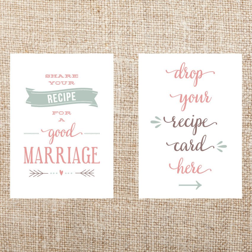 Printable Recipe Card Signs for Bridal Shower by hollisita