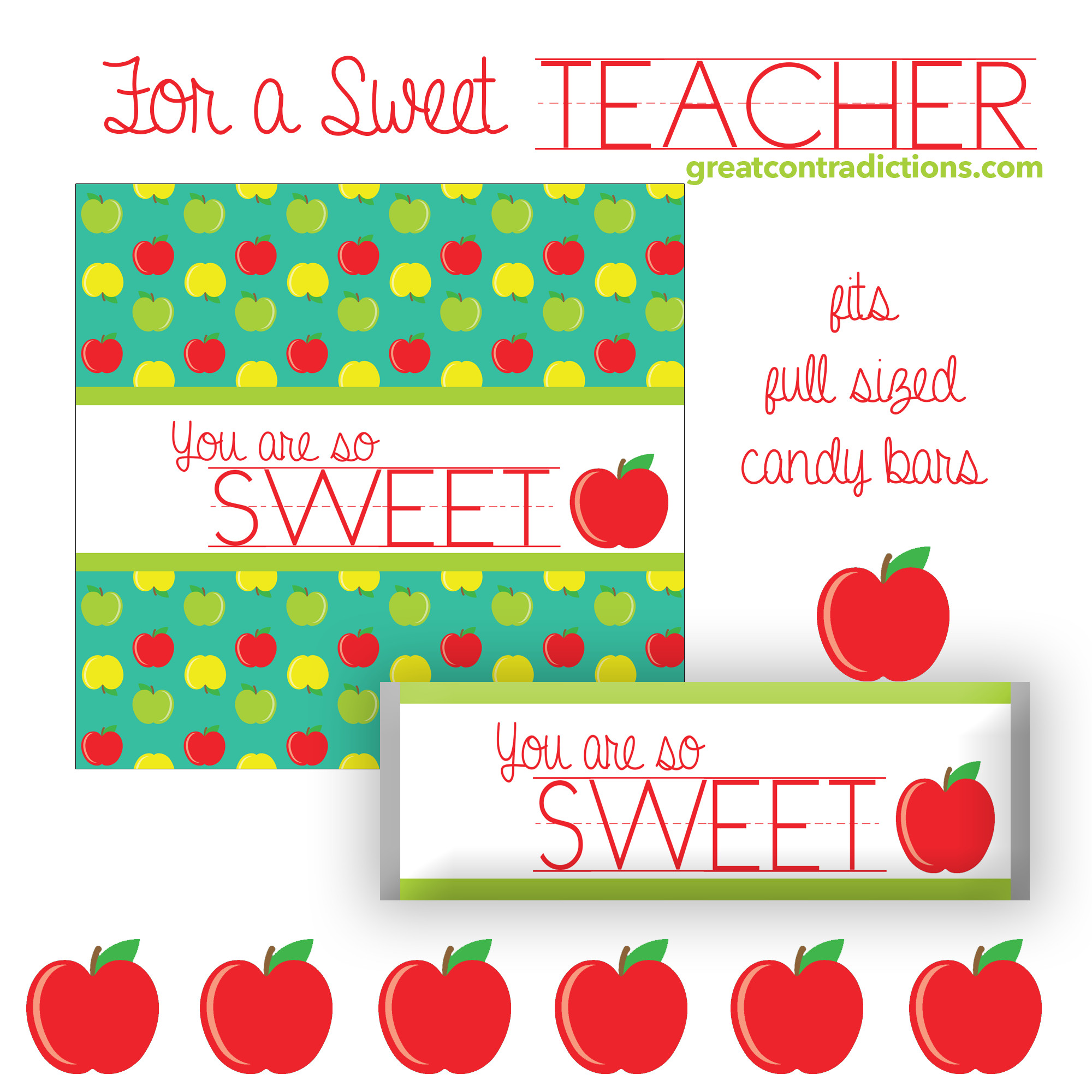 Printable Candy Bar Wrappers Apple Theme