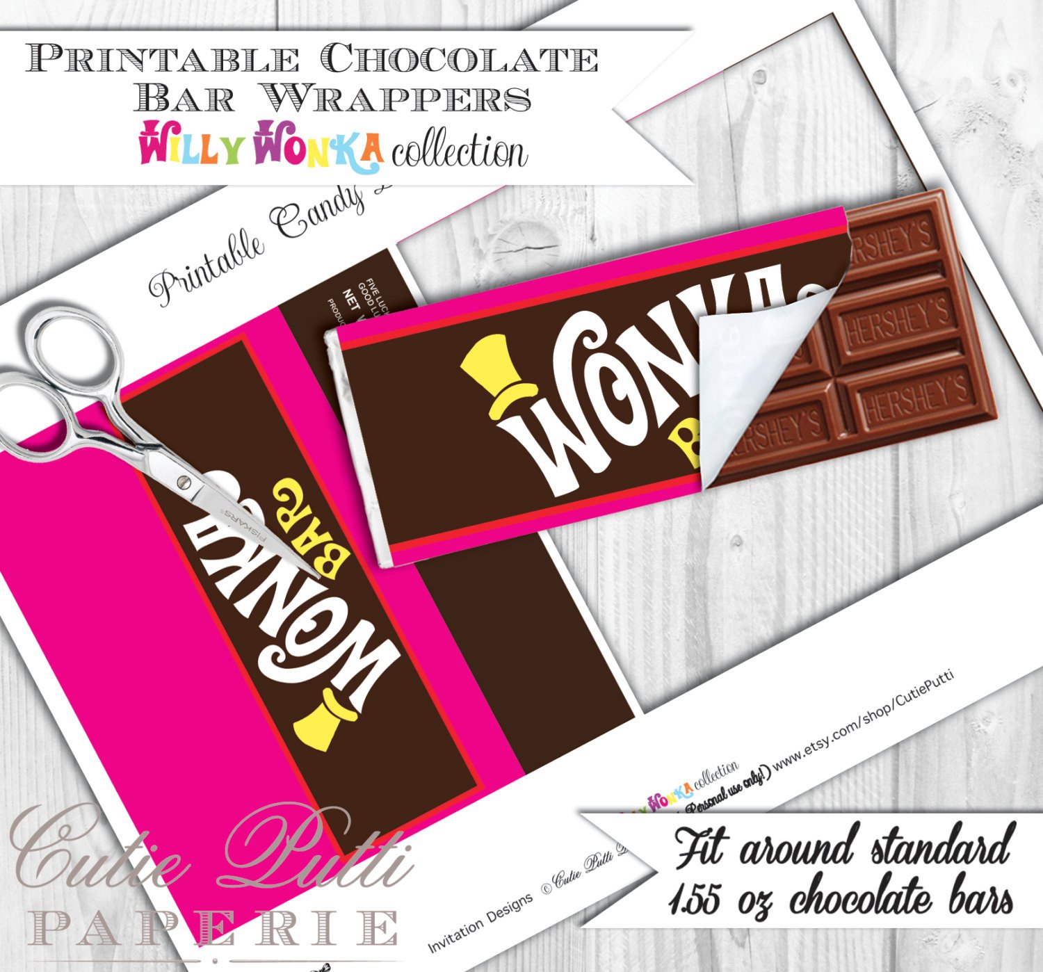 Willy Wonka Party Candy Party PRINTABLE CHOCOLATE Bar