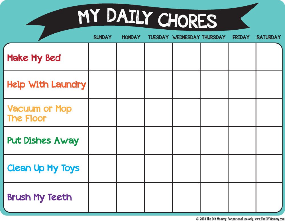 Make A Preschool Chore Chart Free Printable