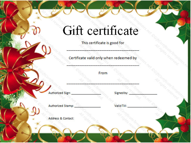 Christmas t certificate template Certificate Templates