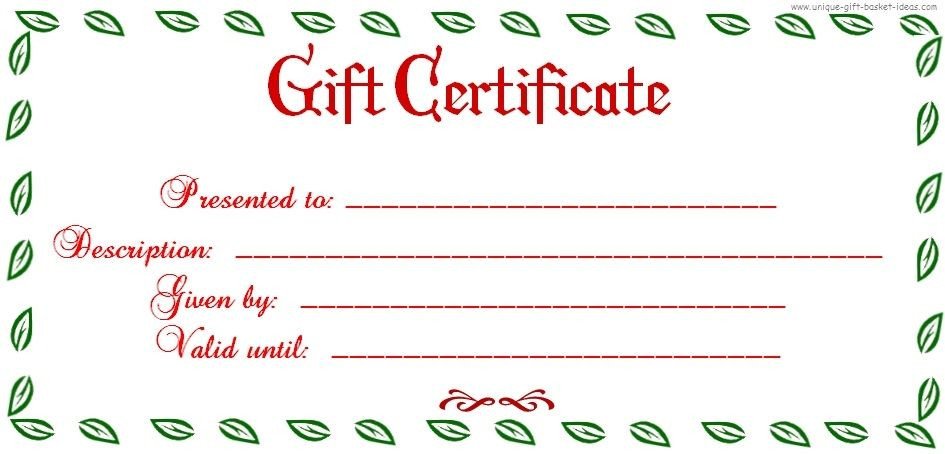 Free Printable Blank Gift Certificate