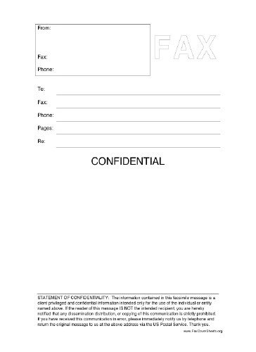 Confidential Fax Cover Sheet at FreeFaxCoverSheets