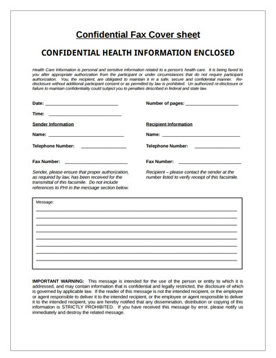 Confidential Fax Cover Sheet Template Download Create