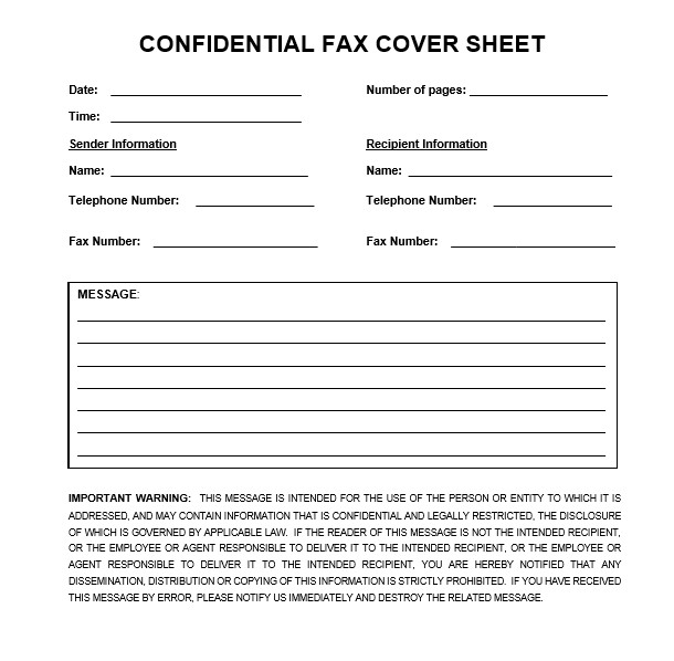 Download Confidential Fax Cover Sheet In Word & PDF