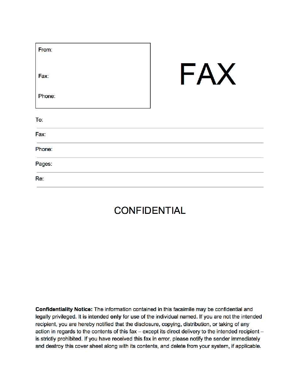 Fax Cover Sheet Confidential