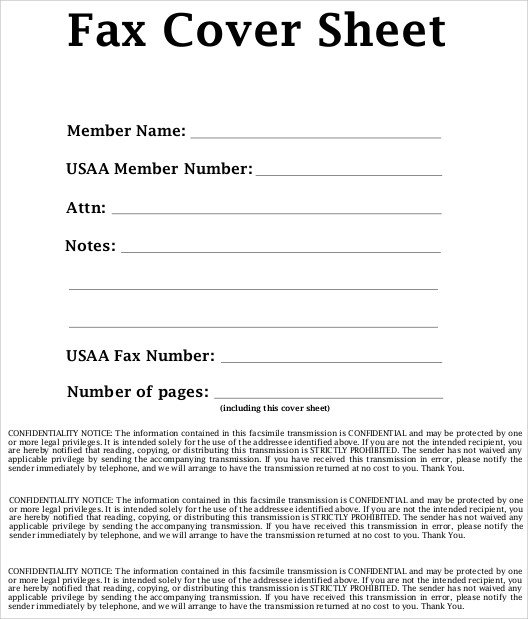 Sample Confidential Fax Cover Sheet 6 Documents in Word