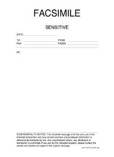 This printable fax cover sheet includes a statement of
