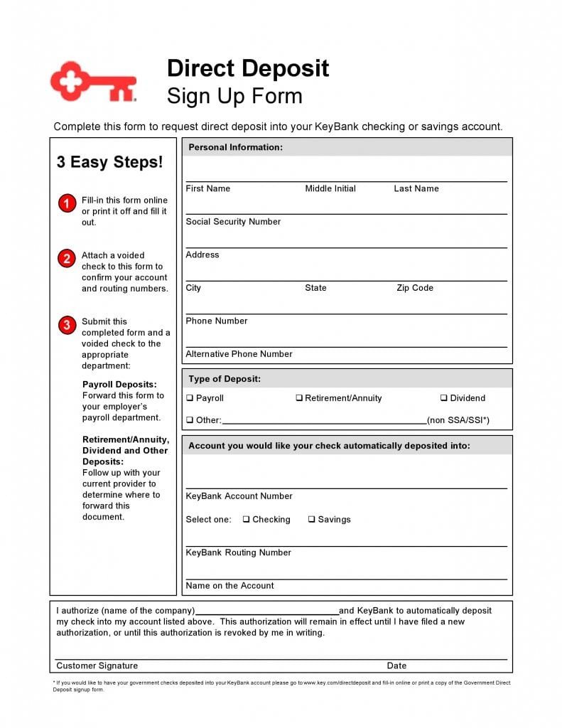 Free KeyBank Direct Deposit Sign Up Form