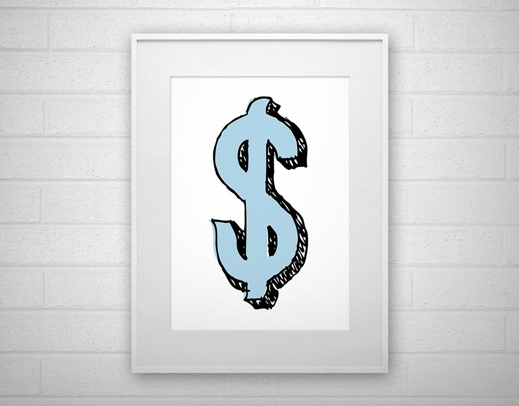 Typography Art Print Dollar Sign Letter poster by