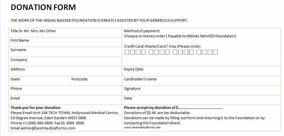6 Free Donation Form Templates Excel PDF Formats