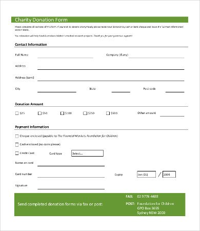 Charitable Donation Form Template